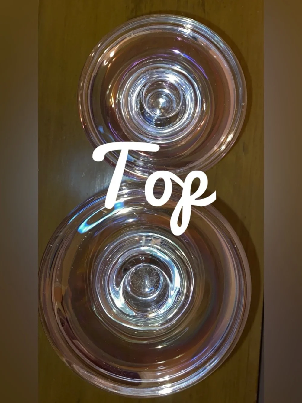 KROSNO POLAND Crystal Pillar & Tapered Candle Holders Iridescent Rainbow Set/2